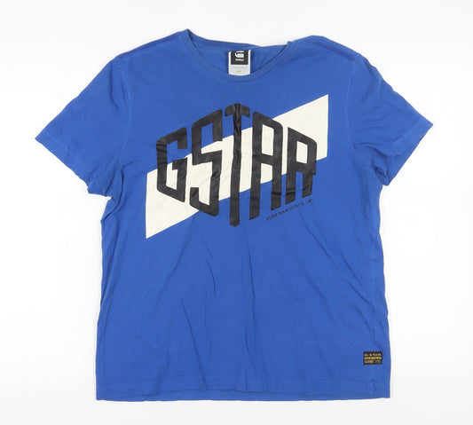 G-Star Raw Men's Blue Graphic T-Shirt L