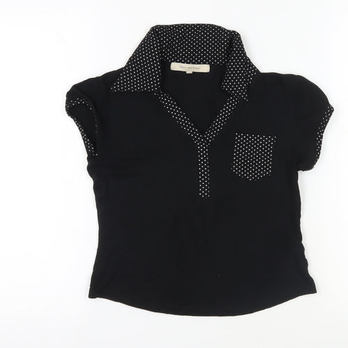 Rocha John Rocha Black Polka Dot Polo Shirt Size 12