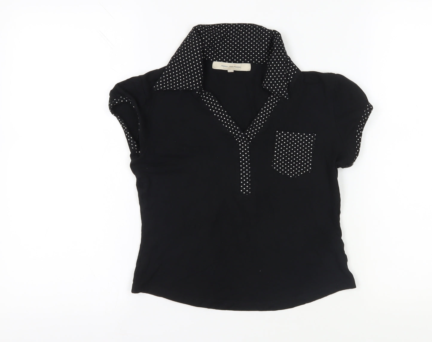 Rocha John Rocha Black Polka Dot Polo Shirt Size 12