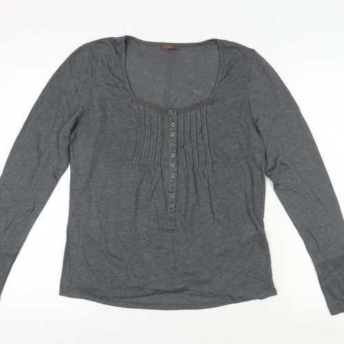 Wrap Women's Grey Linen Blouse, Size 12, Long Sleeve