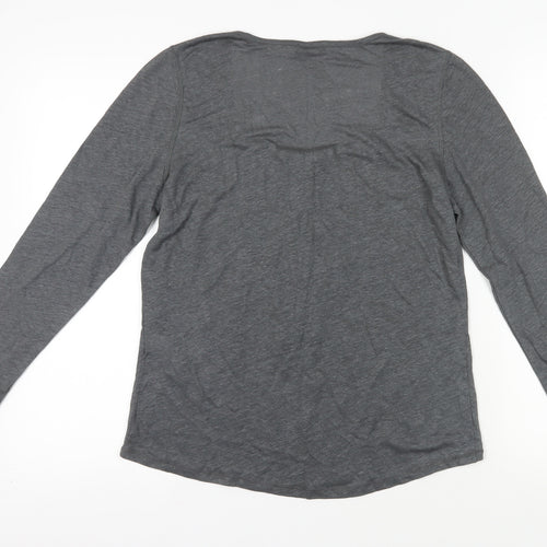 Wrap Women's Grey Linen Blouse, Size 12, Long Sleeve