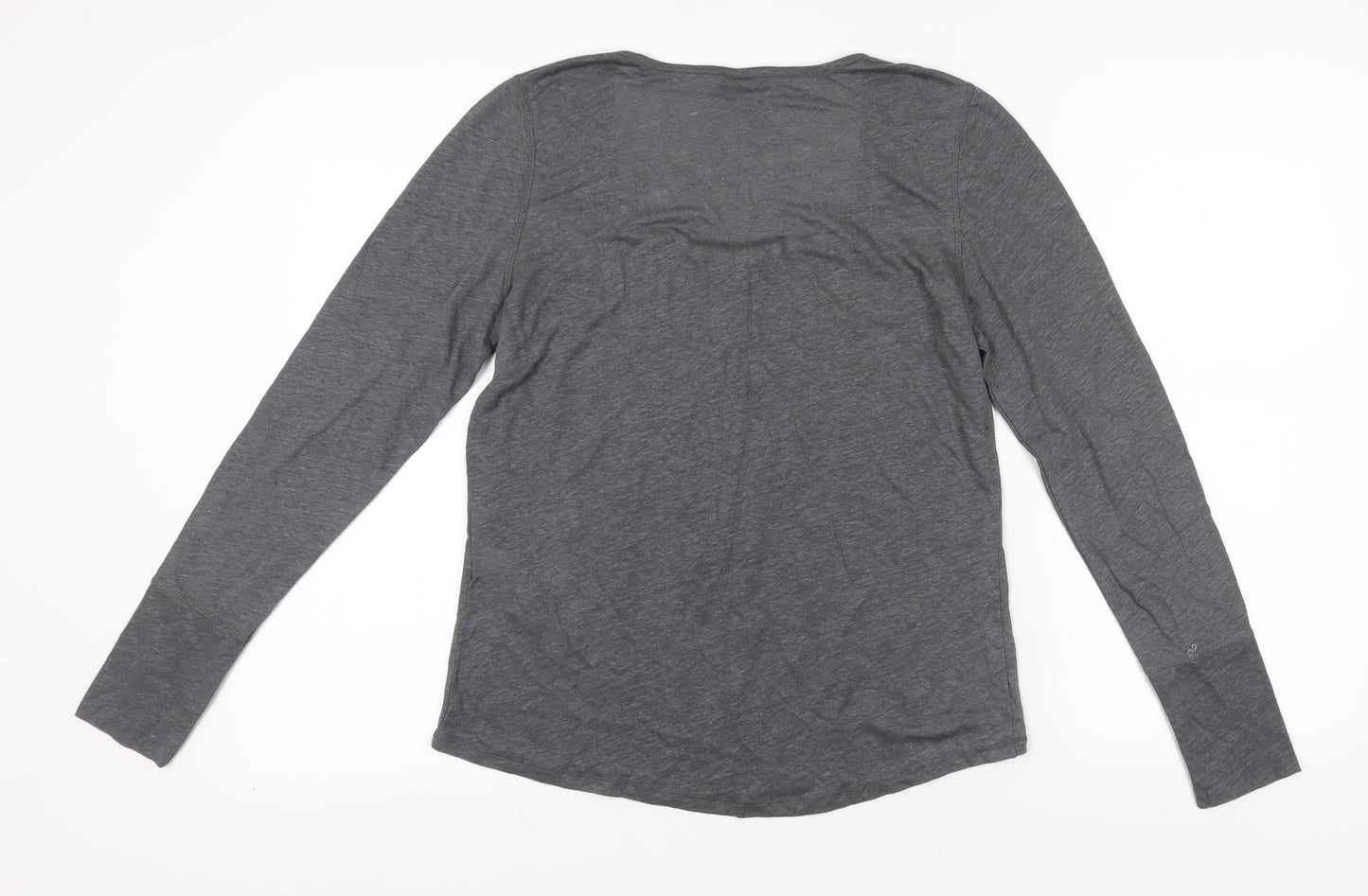 Wrap Women's Grey Linen Blouse, Size 12, Long Sleeve