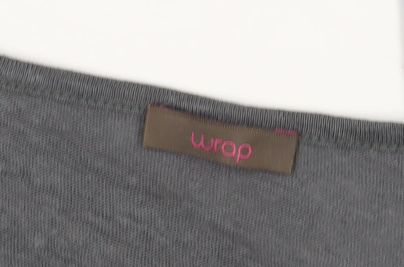 Wrap Women's Grey Linen Blouse, Size 12, Long Sleeve