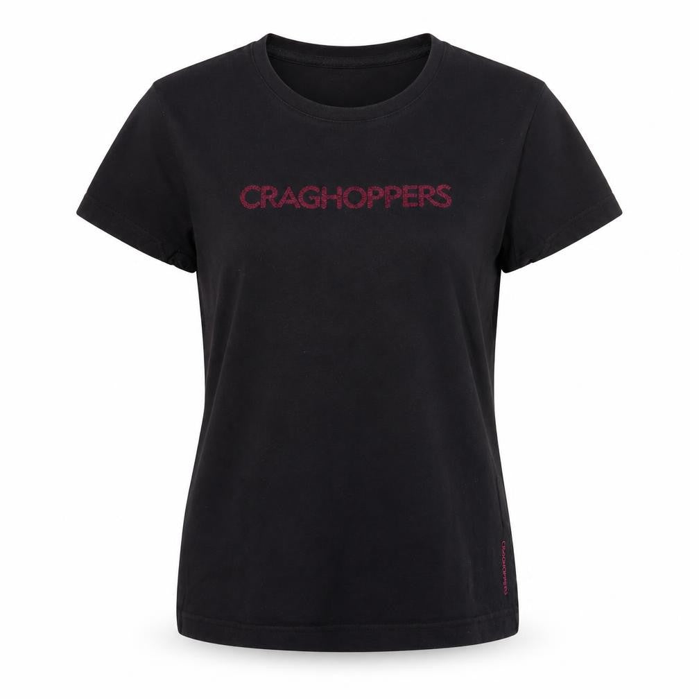 Front view of Craghoppers Women's Black Crew Neck T-Shirt, size 10