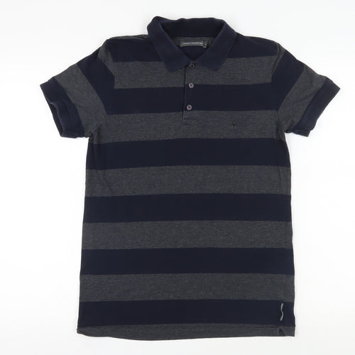 French Connection Men's Blue Striped Polo Shirt S