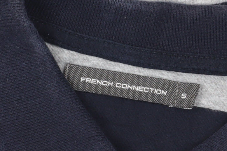 French Connection Men's Grey Striped Polo, Size S