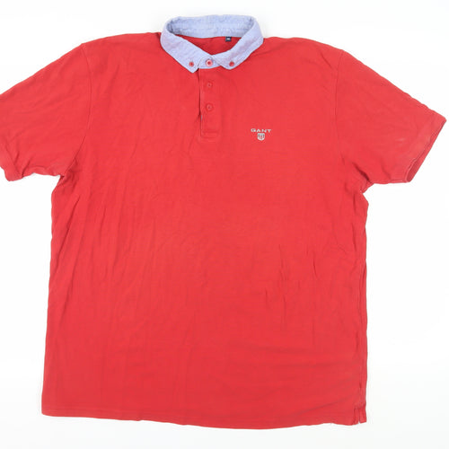 GANT Men's Red 3XL Polo - Short Sleeve, Button-Down