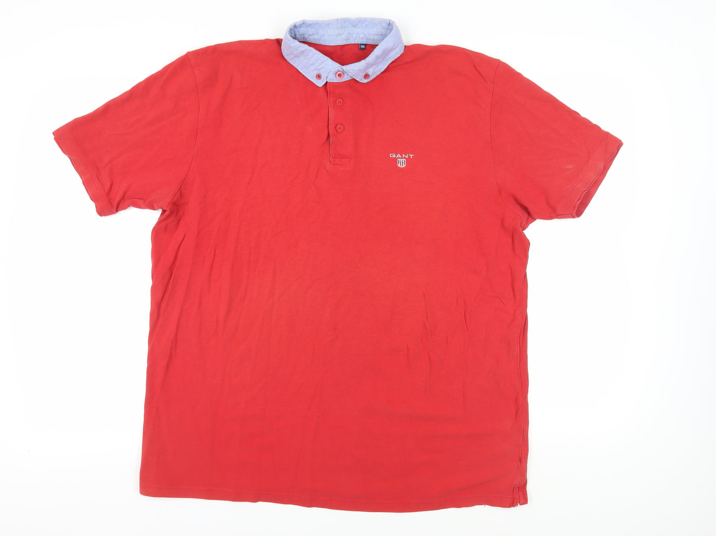 GANT Men's Red 3XL Polo - Short Sleeve, Button-Down