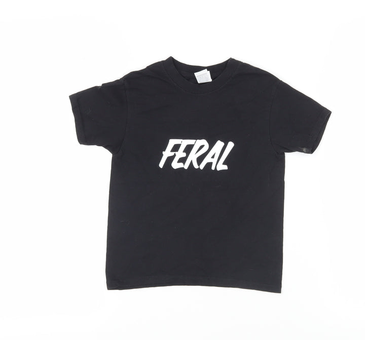 Russell Girls Black M Basic T-Shirt Short Sleeve