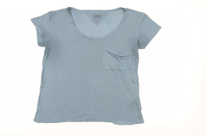 Hilfiger Denim Women Blue T-Shirt Scoop Neck Casual Size M