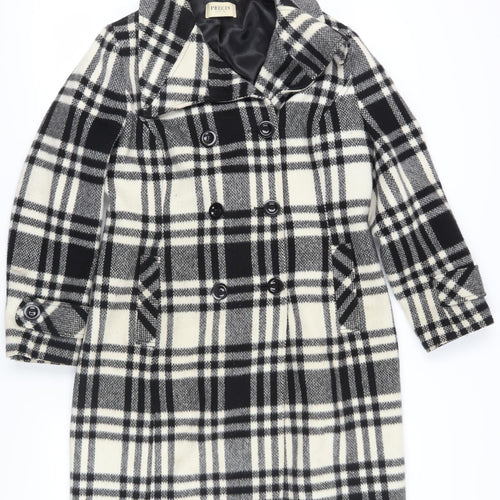 Precis Women's Black Check Petite Pea Coat Size 10