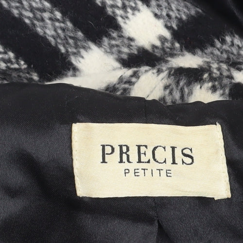 Precis Women's Black Check Petite Pea Coat Size 10