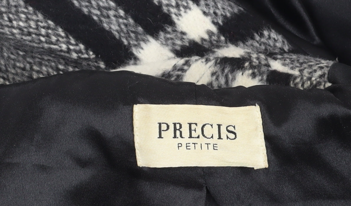 Precis Women's Black Check Petite Pea Coat Size 10