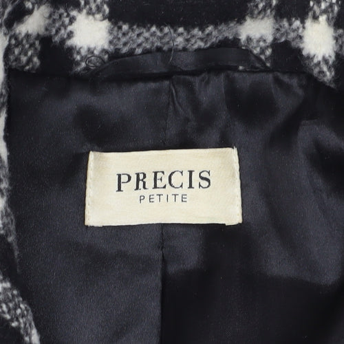 Precis Women's Black Check Petite Pea Coat Size 10