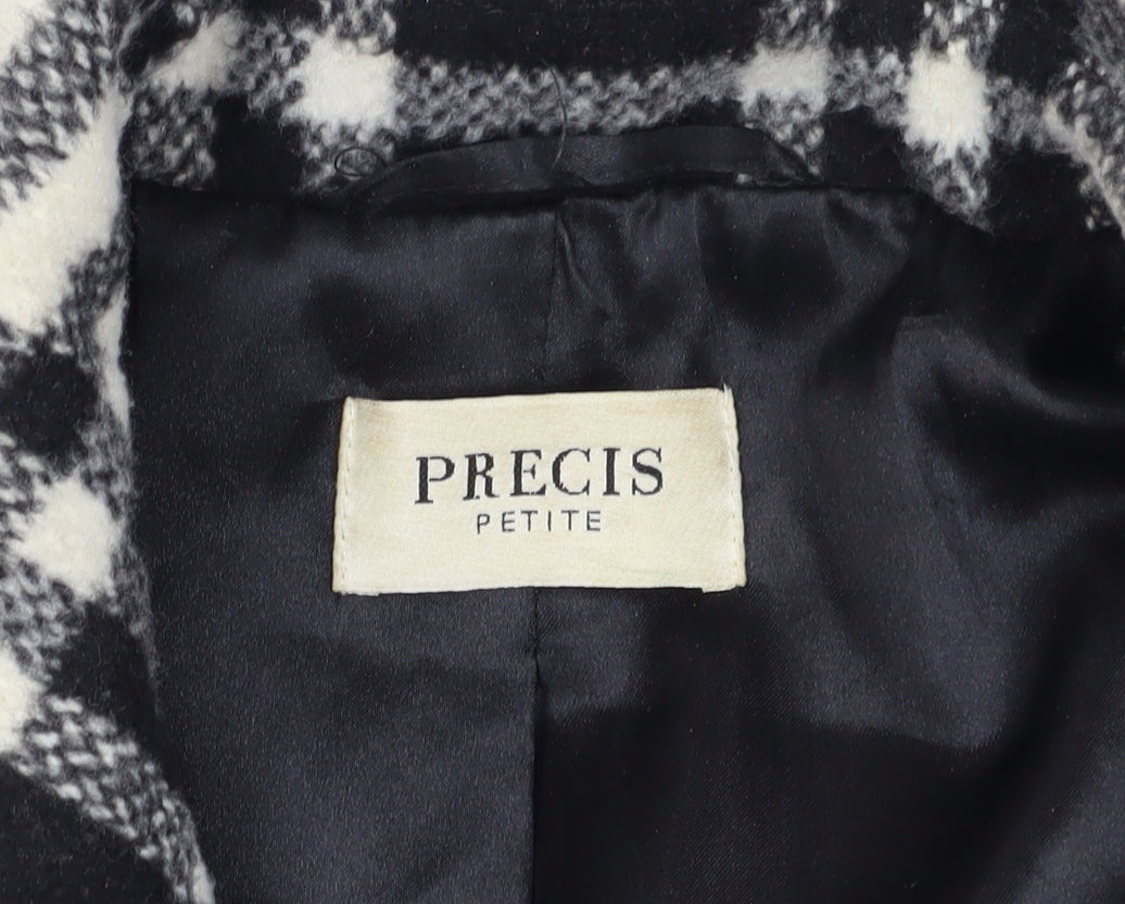 Precis Women's Black Check Petite Pea Coat Size 10