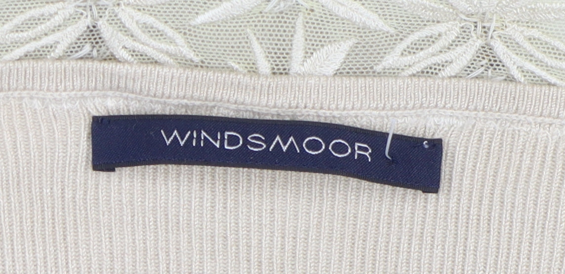 Windsmoor Women's Beige Cardigan L with Embroidery