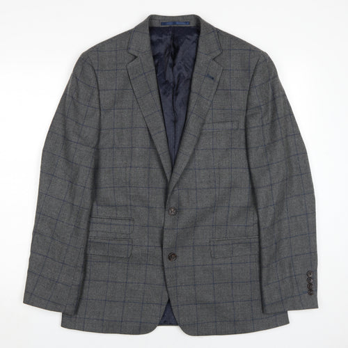 Moss 1851 Men's Grey Check Blazer, Size 40R, Classic Fit