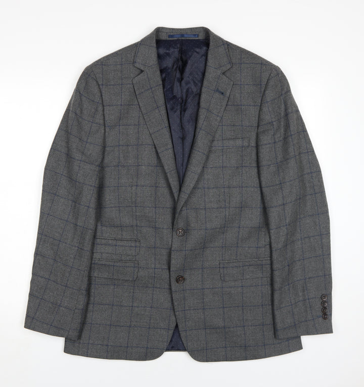 Moss 1851 Men's Grey Check Blazer, Size 40R, Classic Fit