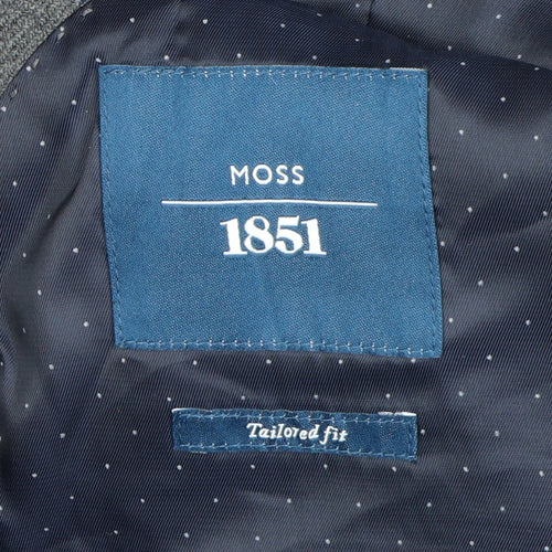 Moss 1851 Men's Grey Check Blazer, Size 40R, Classic Fit