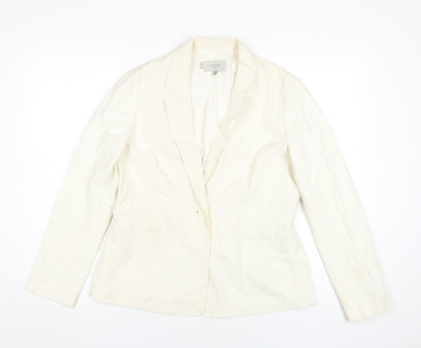 Hobbs Women's Ivory Silk Linen Blazer Size 12