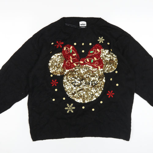 Disney Women's Black Christmas Sequin Jumper - Size M