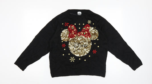 Disney Women's Black Christmas Sequin Jumper - Size M