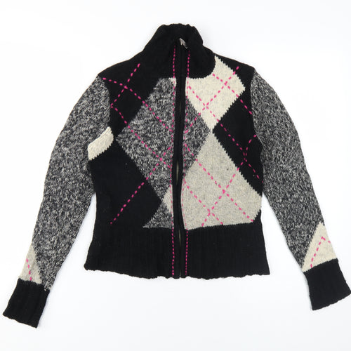 Per Una Women's Black Argyle Full Zip Jumper