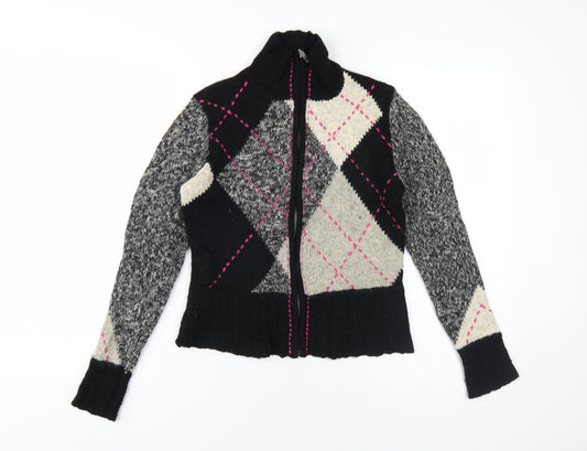 Per Una Women's Black Argyle Full Zip Jumper