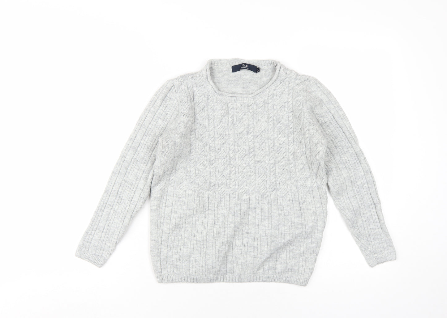 Isle Essentials Grey Cable-Knit Women's Pullover Jumper