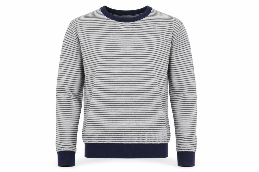Front view of Gap Men's Blue Striped jumper, size L