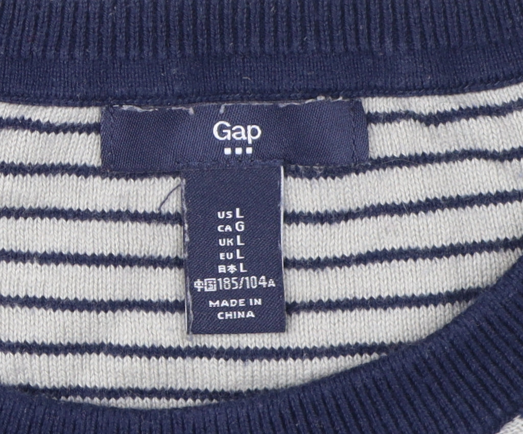 Gap Men's Blue Striped Pullover Jumper Size L