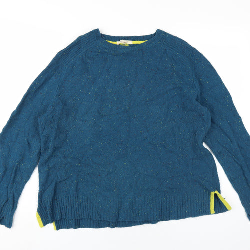 White Stuff Women's Blue Chunky-Knit Jumper Size 16