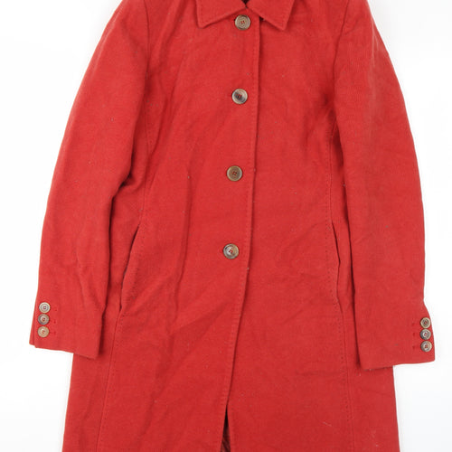 Karen Millen Women's Red Overcoat Size 8 Wool Blend