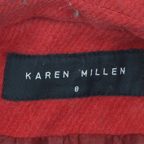 Karen Millen Women's Red Overcoat Size 8 Wool Blend