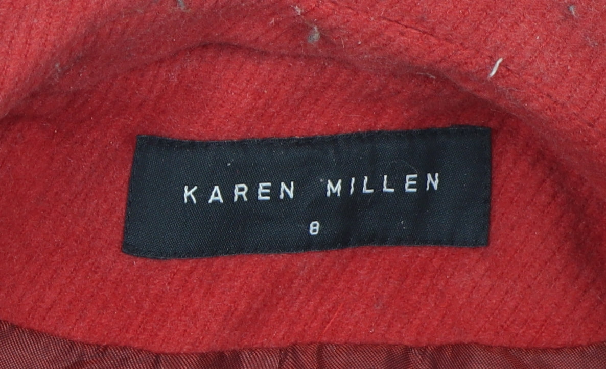 Karen Millen Women's Red Overcoat Size 8 Wool Blend