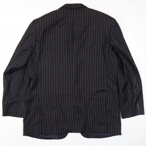 Dehavilland Men's Black Wool Blazer, Size 44R, Striped