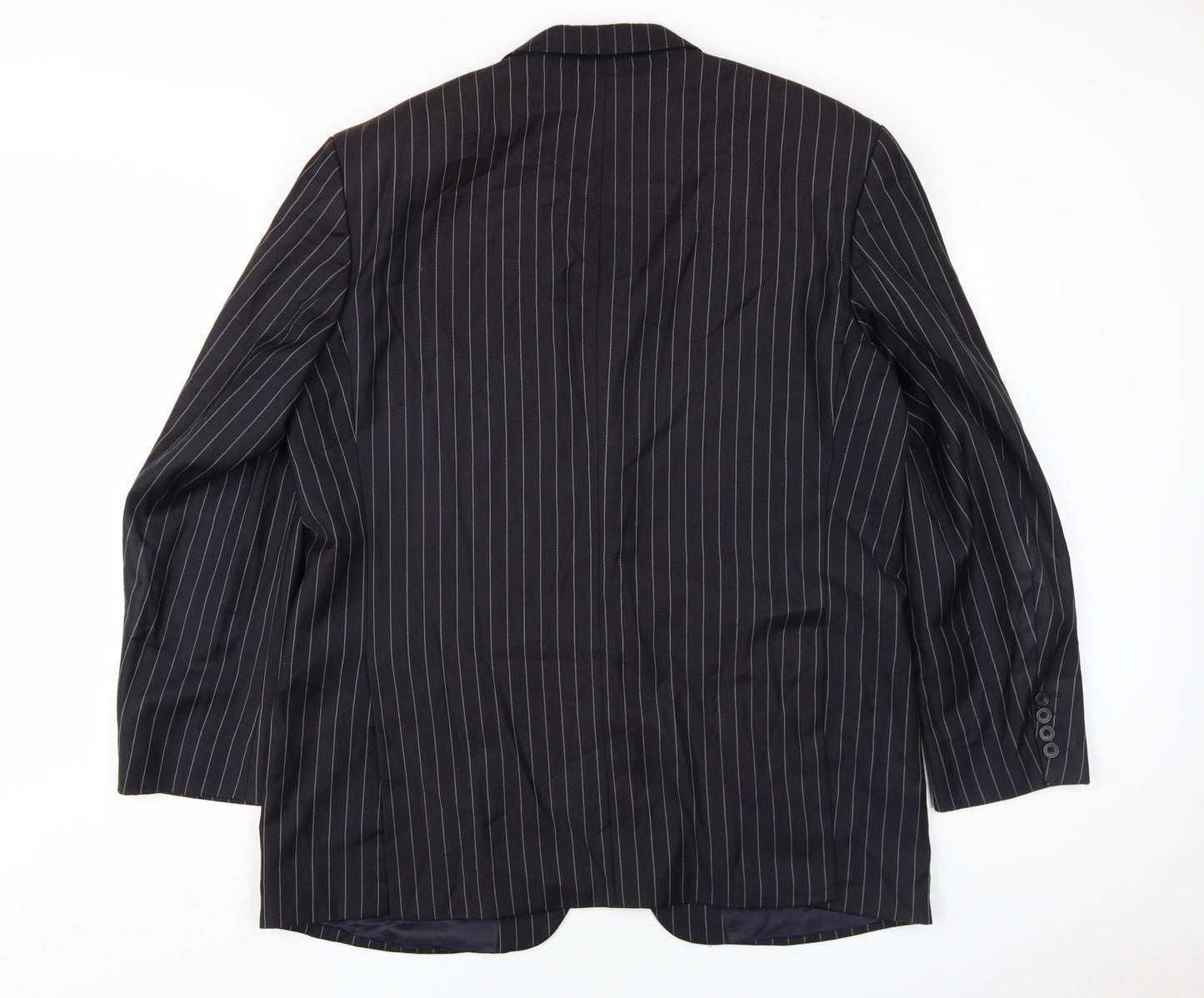 Dehavilland Men's Black Wool Blazer, Size 44R, Striped