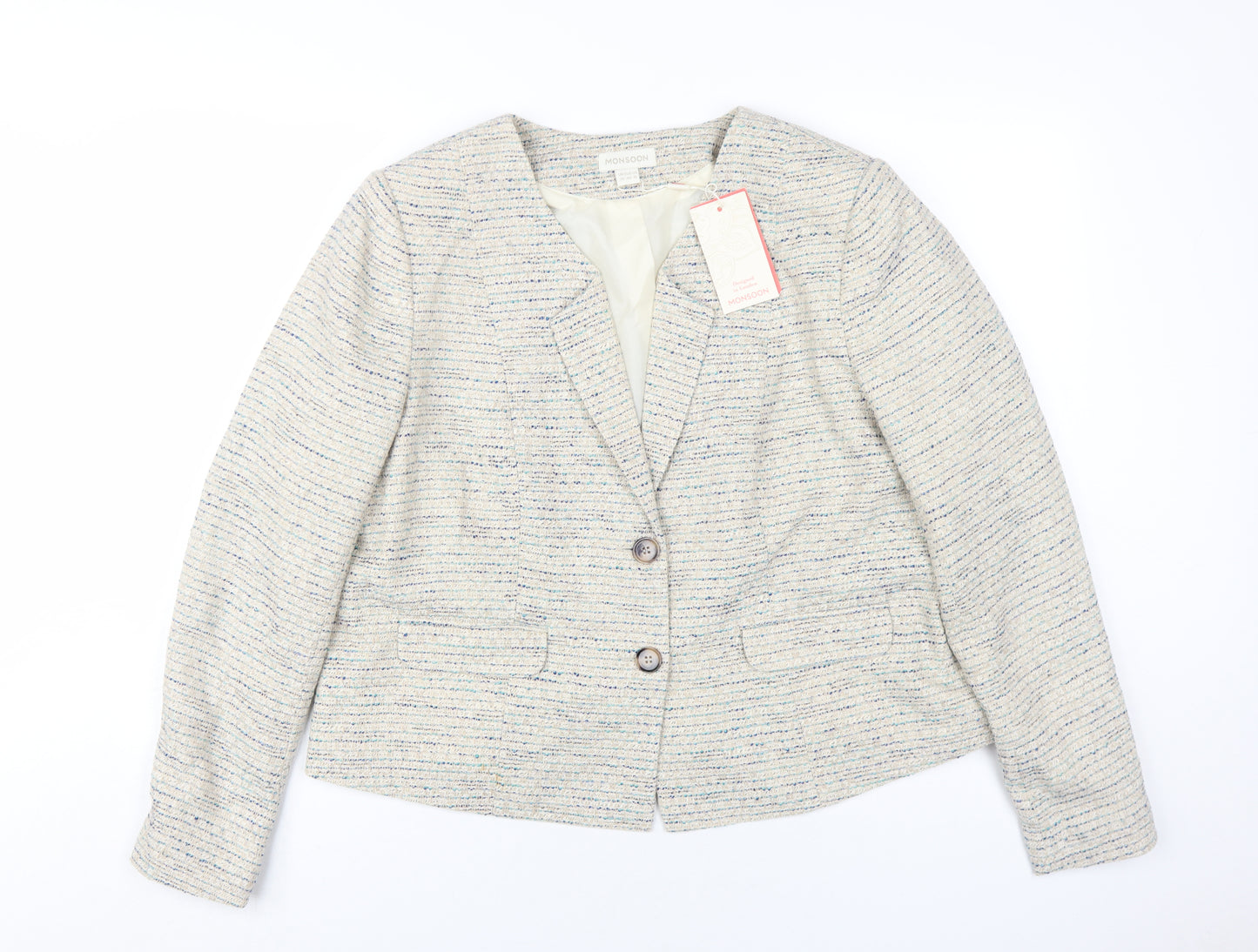 Monsoon Women's Beige Stripe Blazer 20 Classic