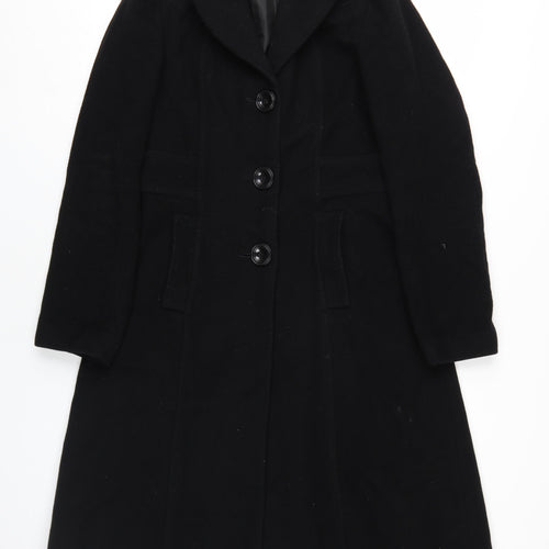 Marks and Spencer Women's Black Wool Overcoat Size 12