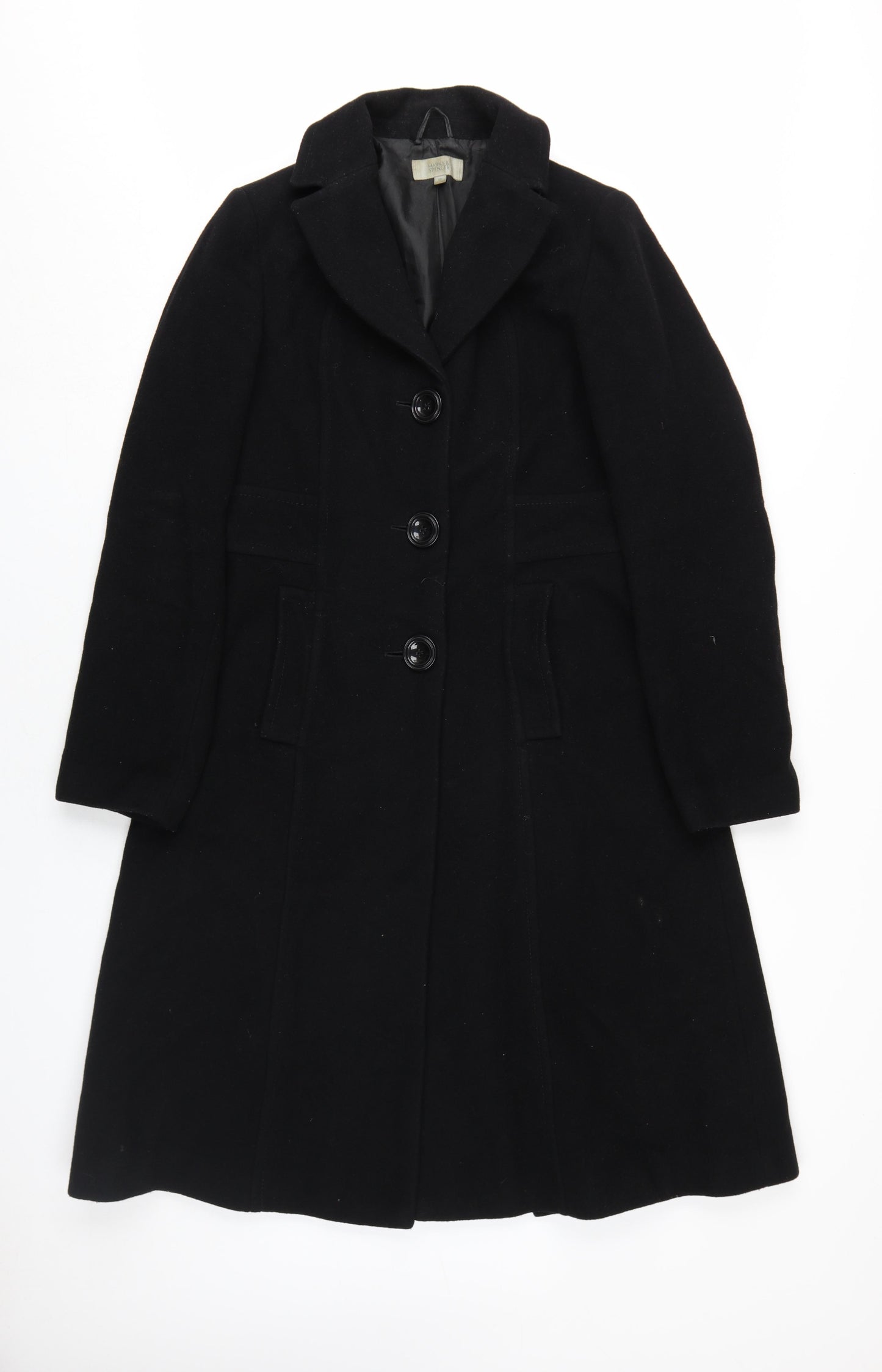 Marks and Spencer Women's Black Wool Overcoat Size 12