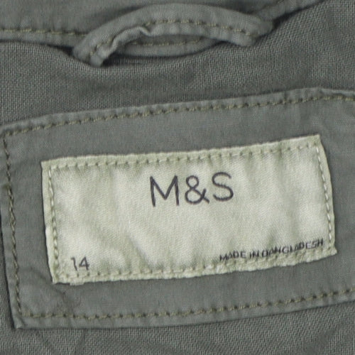 Marks and Spencer Women's Green Military Jacket Size 14