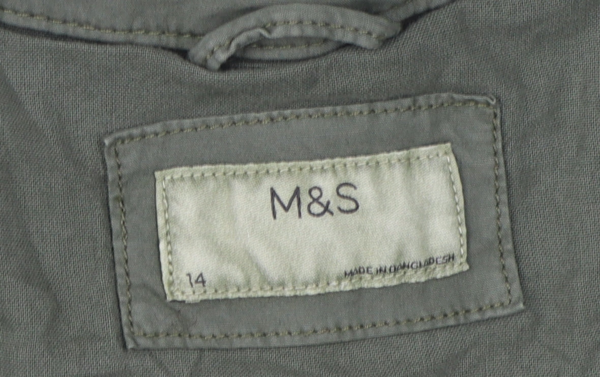 Marks and Spencer Women's Green Military Jacket Size 14