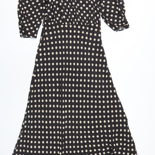 Marks and Spencer Women's Black Polka Dot Midi Dress