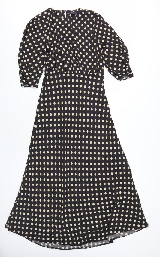 Marks and Spencer Women's Black Polka Dot Midi Dress