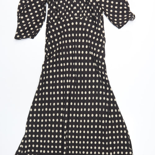 Marks and Spencer Women's Black Polka Dot Midi Dress