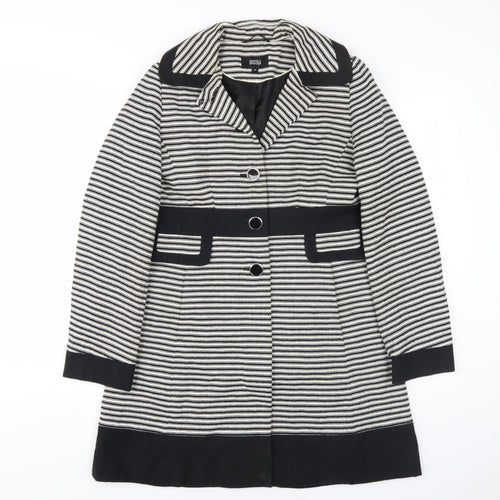 Marks & Spencer Women's Black Stripe Pea Coat Size 10