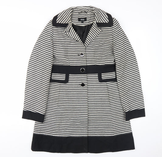 Marks & Spencer Women's Black Stripe Pea Coat Size 10