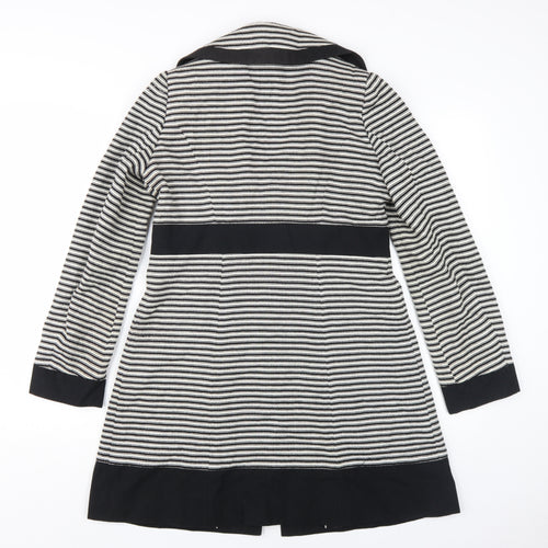 Marks & Spencer Women's Black Stripe Pea Coat Size 10