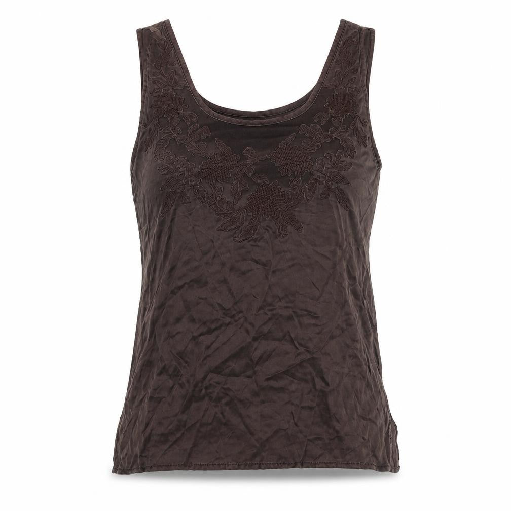 Front view of Zara Women's Brown Embroidered Tank -, size S, Casual Style