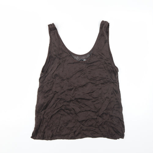 Zara Women's Brown Embroidered Tank - Size S, Casual Style